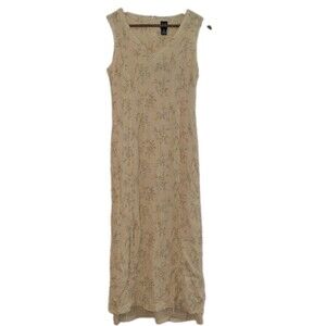 Vtg Gap Y2K Sz 6 Floral Print Butter Yellow Maxi Dress Women’s Lined Slit V-Neck
